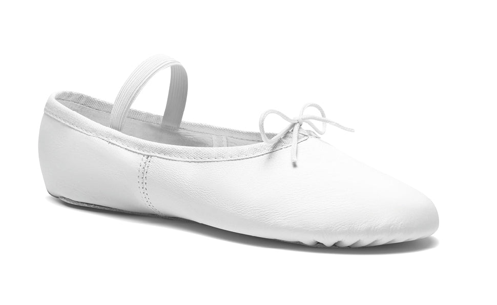 Rumpf's 1000 Ballettschläppchen in Weiß: Ballerinas aus weißem Leder mit Knöchelriemen und Schleife, die Flexibilität bieten.